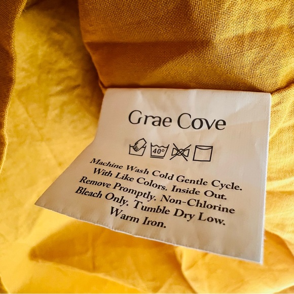 GRAE COVE Fallen Linen Relaxed Fit V-Neck Tiered Mini Dress in Yellow Size XXL - Picture 7 of 8